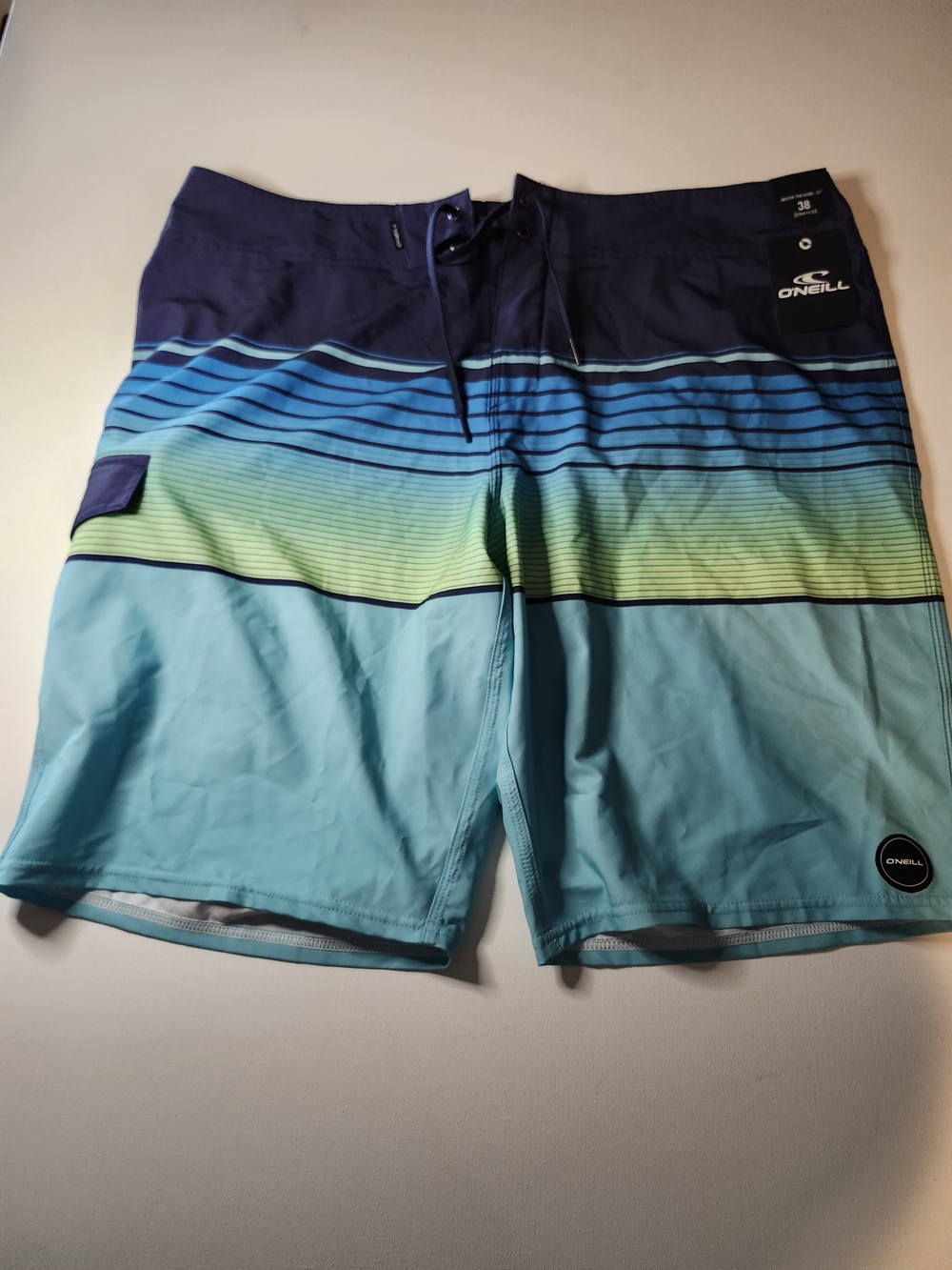 O'Neill Men’s Navy, Blue and Aqua Gradient Striped Boardshorts